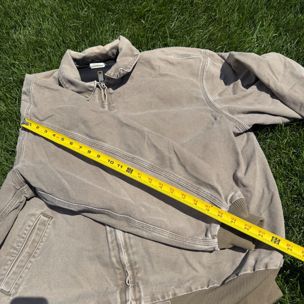 Carhartt Mens Faded Tan Canvas Mesh Lined Bomber Jacket Khaki Workwear Size XL - Picture 7 of 8
